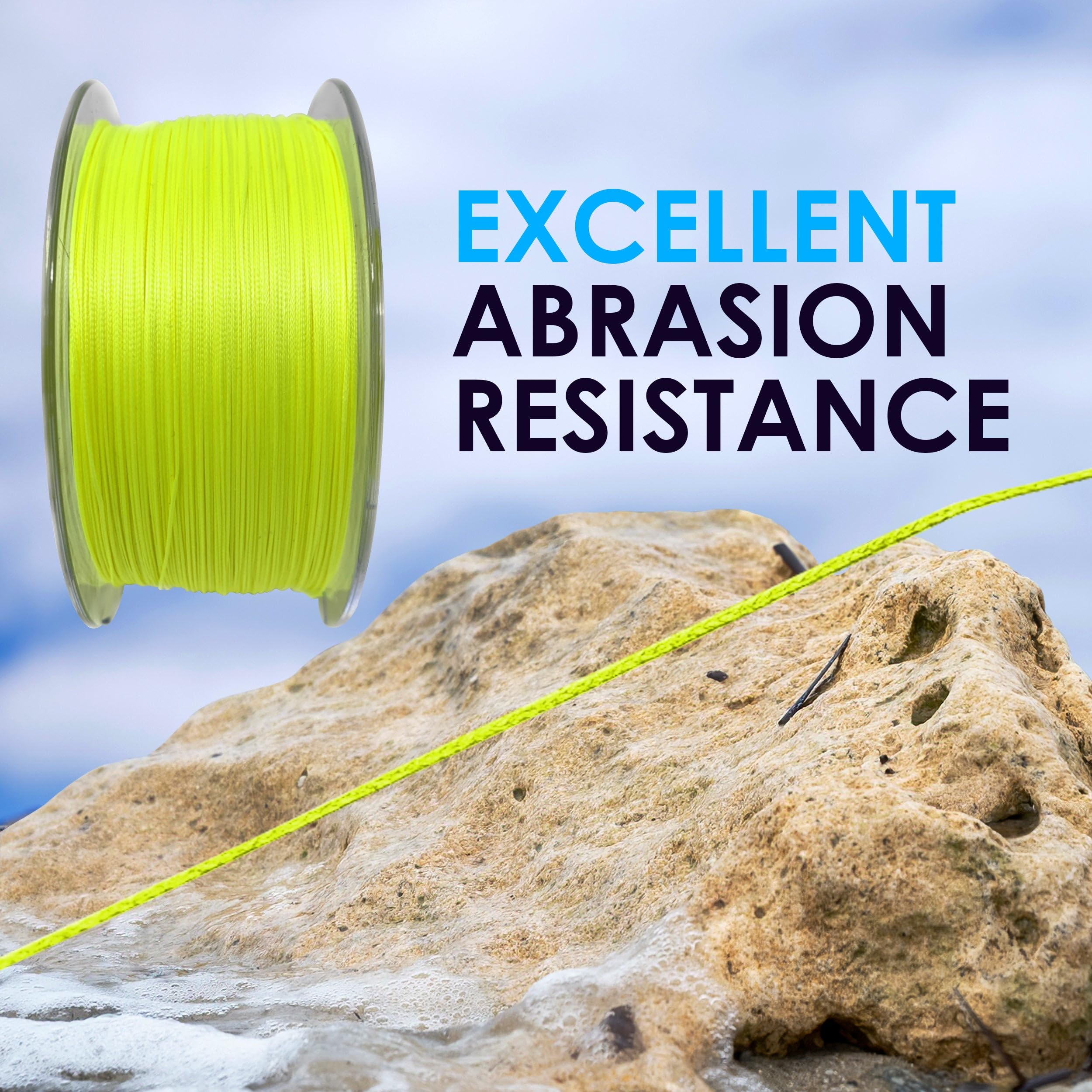 Reaction Tackle hollow core braided line hi vis yellow low memory feel