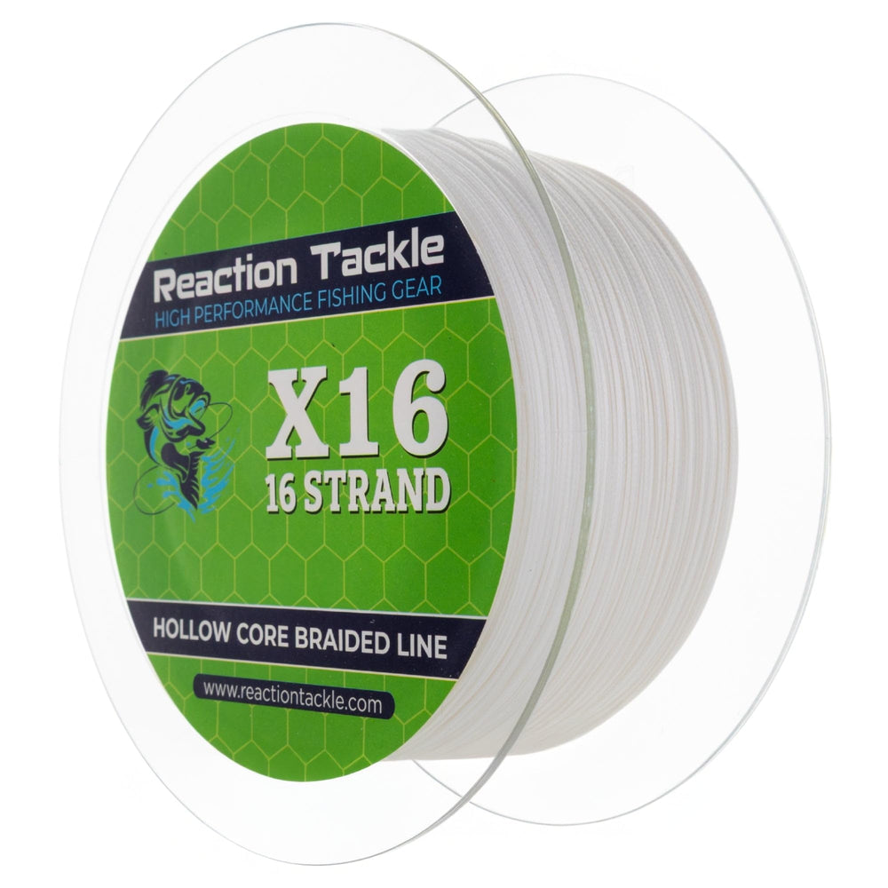 Reaction Tackle hollow core line ready for knotless splice and secure connection demo.