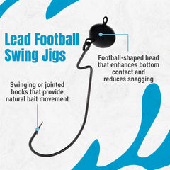 Reaction Tackle Lead Football Swing Jig enhances bottom sensitivity for subtle bites.