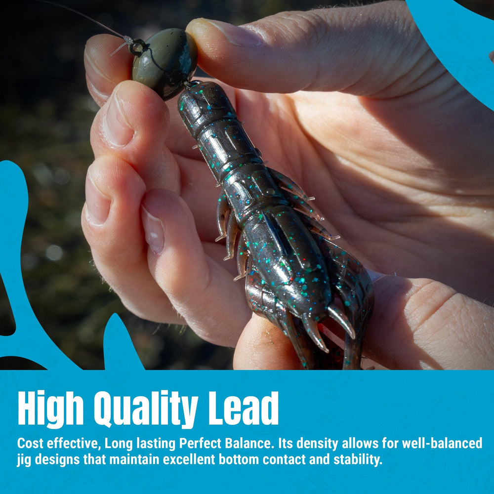 Reaction Tackle Lead Football Swing Jig in green pumpkin boosts visibility and lure options.