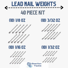 Reaction Tackle lead nail weights 1-16oz for longer casts and secure baits.