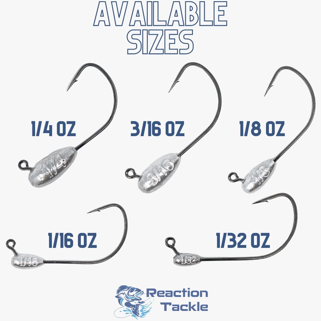 Reaction Tackle lead tube jig head on bass setup suitable for freshwater and saltwater