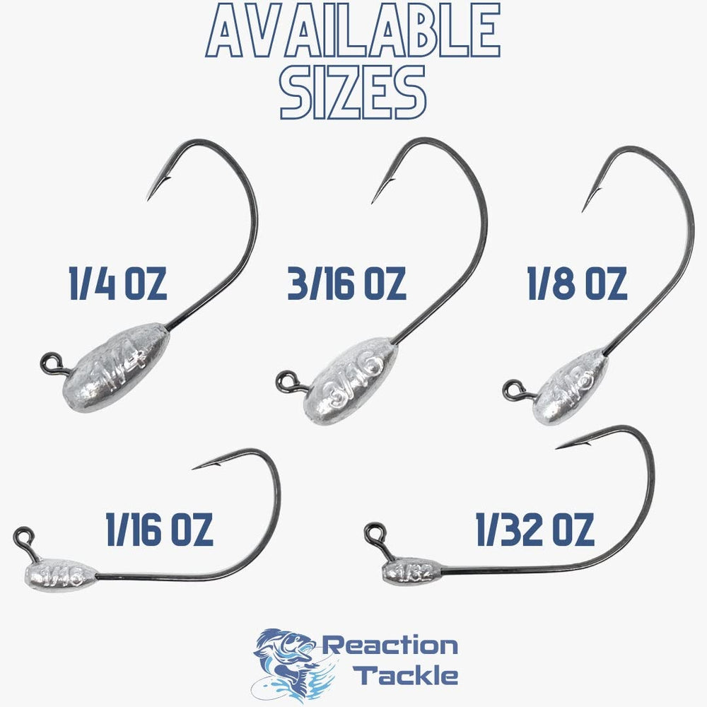 Reaction Tackle lead tube jig head on bass setup suitable for freshwater and saltwater
