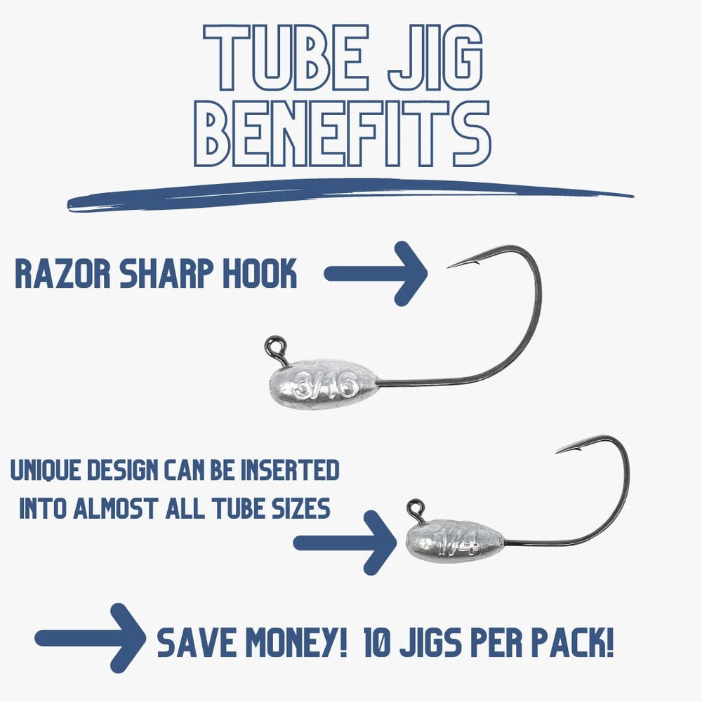 Reaction Tackle lead tube jig head pack ready for tube fishing applications