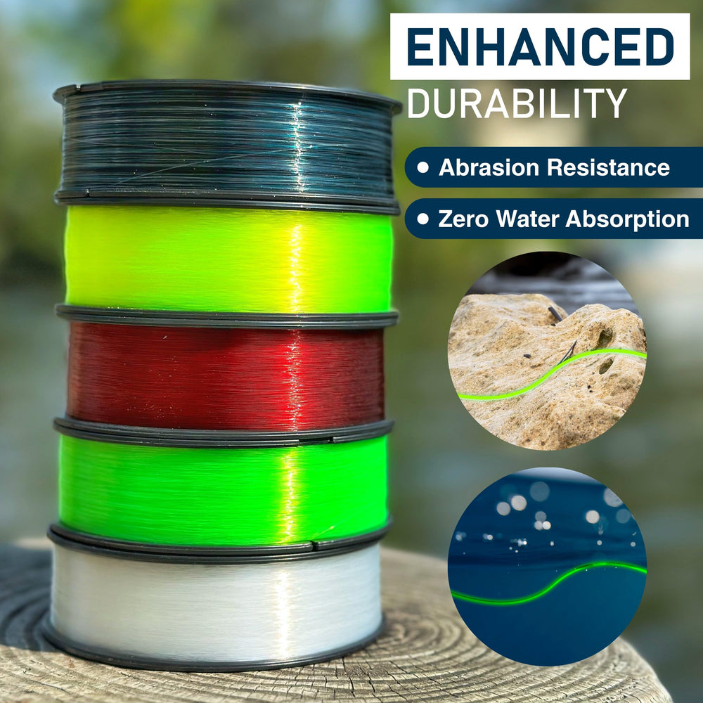 Reaction Tackle UV glow yellow-green line in action for visibility in low light.