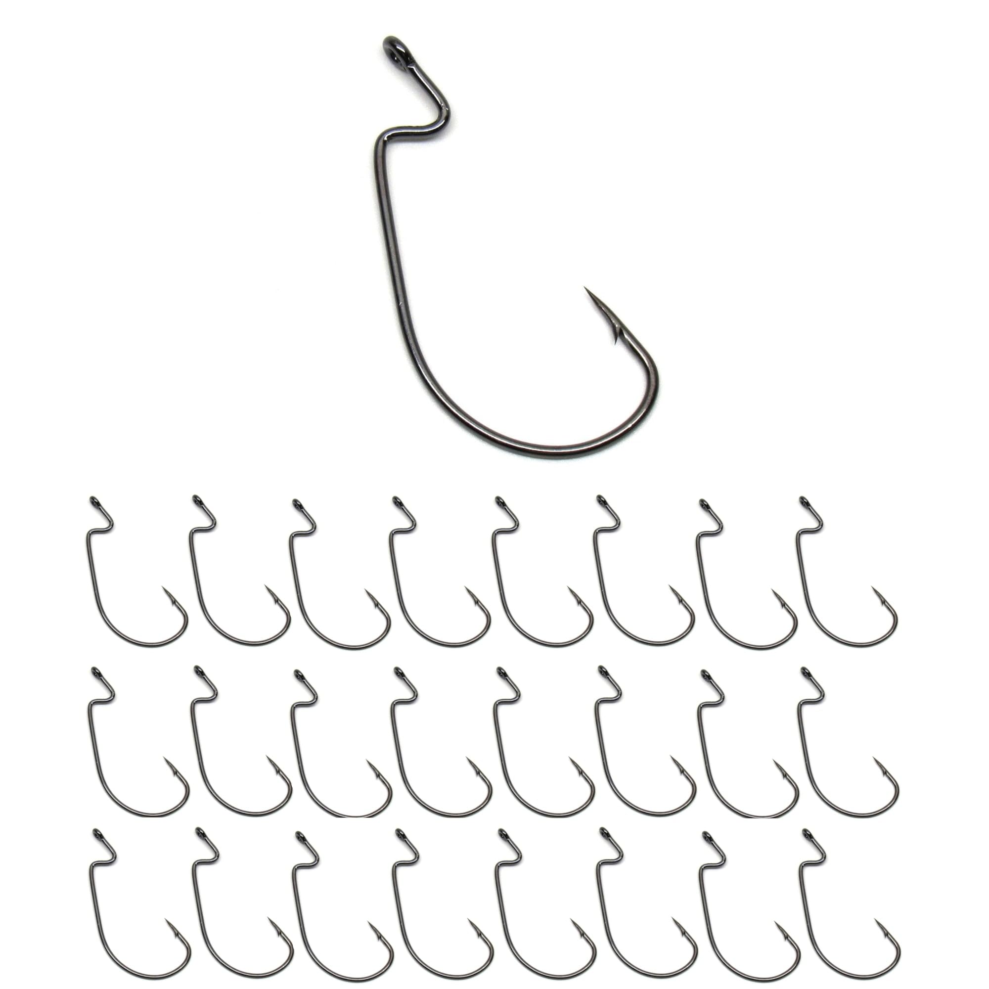 Reaction Tackle offset EWG hooks 5-0 pack for versatile bass setups.