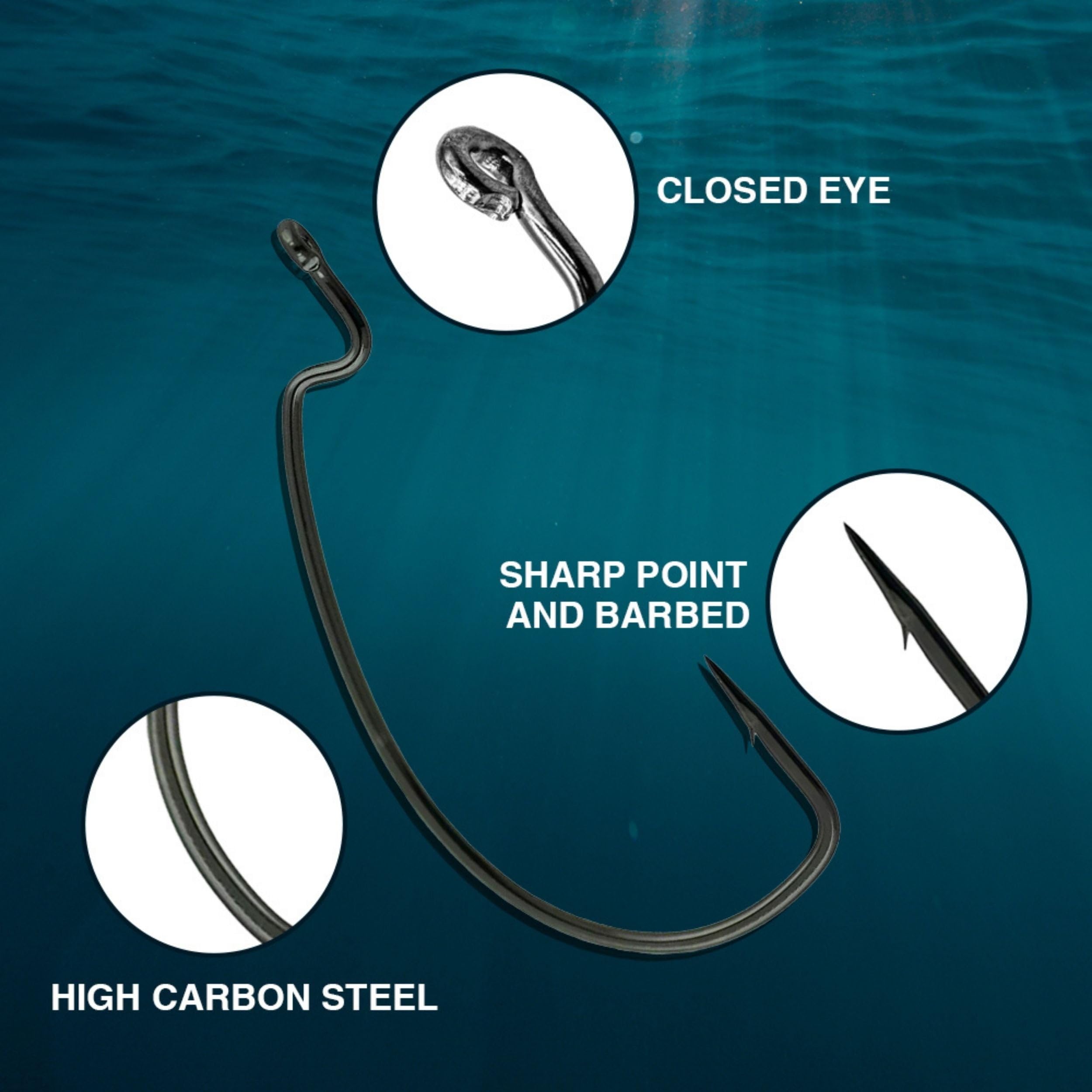 Reaction Tackle offset EWG hooks excel in wacky and neko rigs for variety