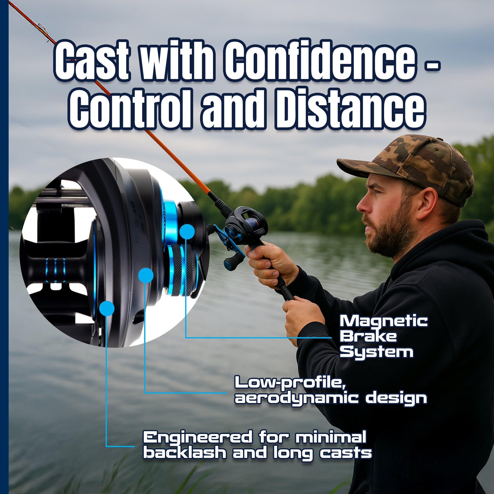Reaction Tackle ProSpin left baitcaster spool and line demonstrates generous capacity options.