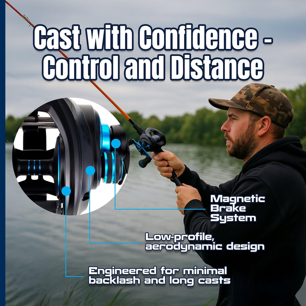 Reaction Tackle ProSpin left baitcaster spool and line demonstrates generous capacity options.