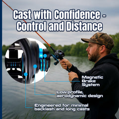 Reaction Tackle ProSpin left baitcaster spool and line demonstrates generous capacity options.