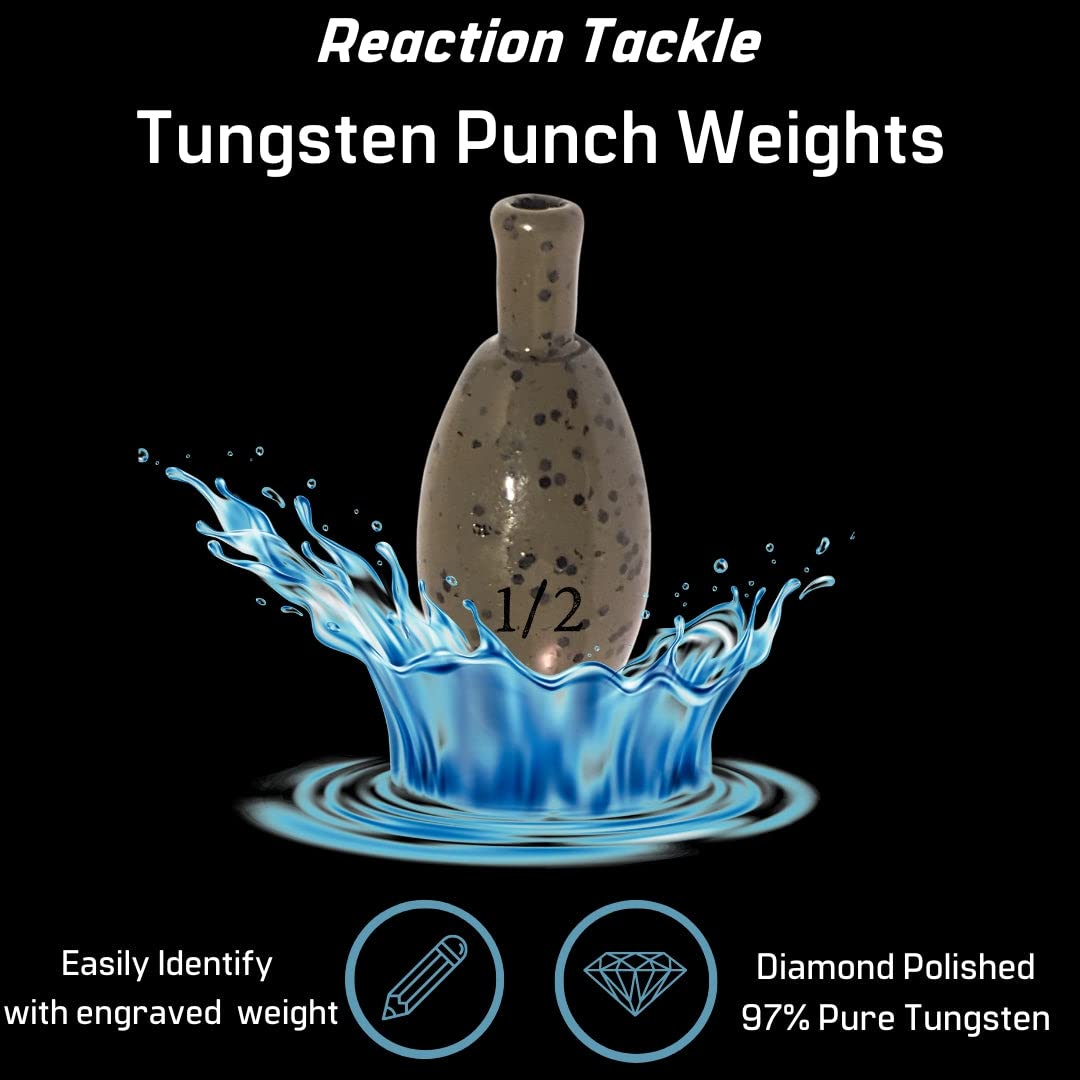 Reaction Tackle tungsten weight, action shot, enhanced sensitivity for better bites.