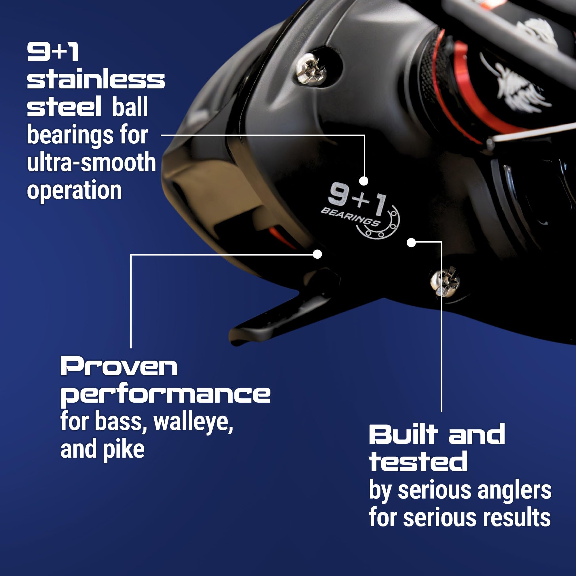 Reaction Tackle ReactCast Edition aluminum frame conveys rigidity and durable performance.