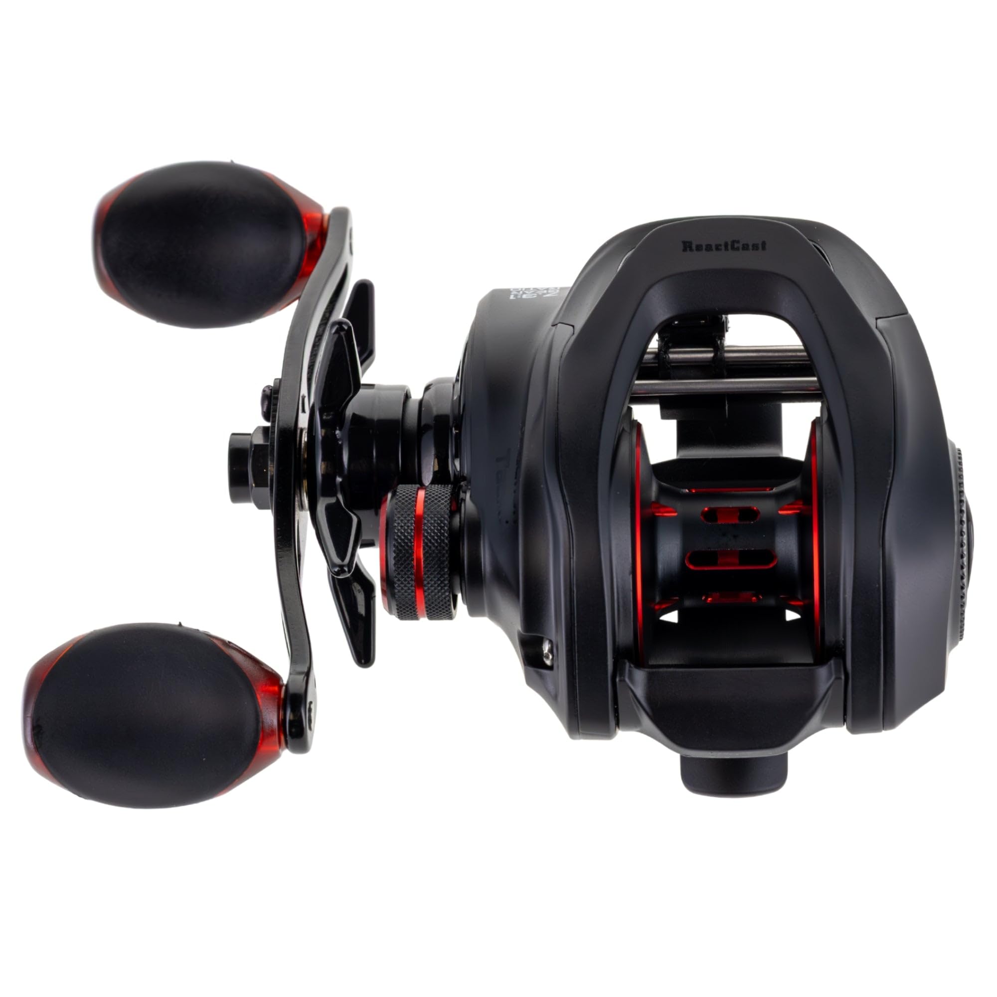 Reaction Tackle ReactCast Edition left-handed reel front view shows compact design for all-day comfort.