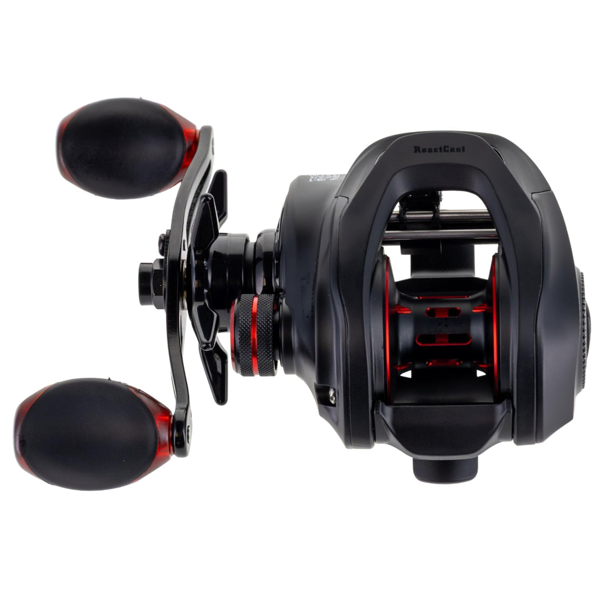 Reaction Tackle ReactCast Edition left-handed reel front view shows compact design for all-day comfort.