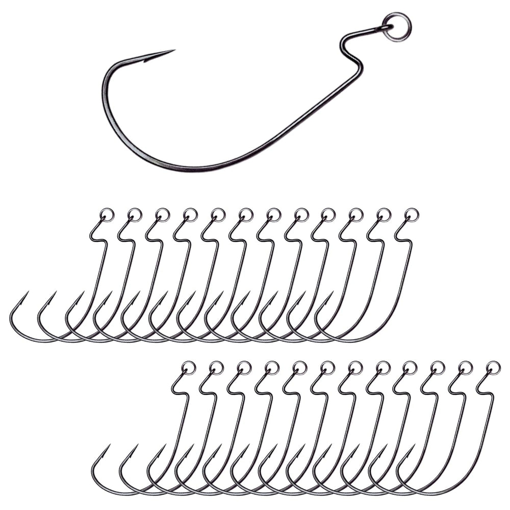 Reaction Tackle Ringed EWG Hook shows ringed eye design for secure connection and natural bait action.