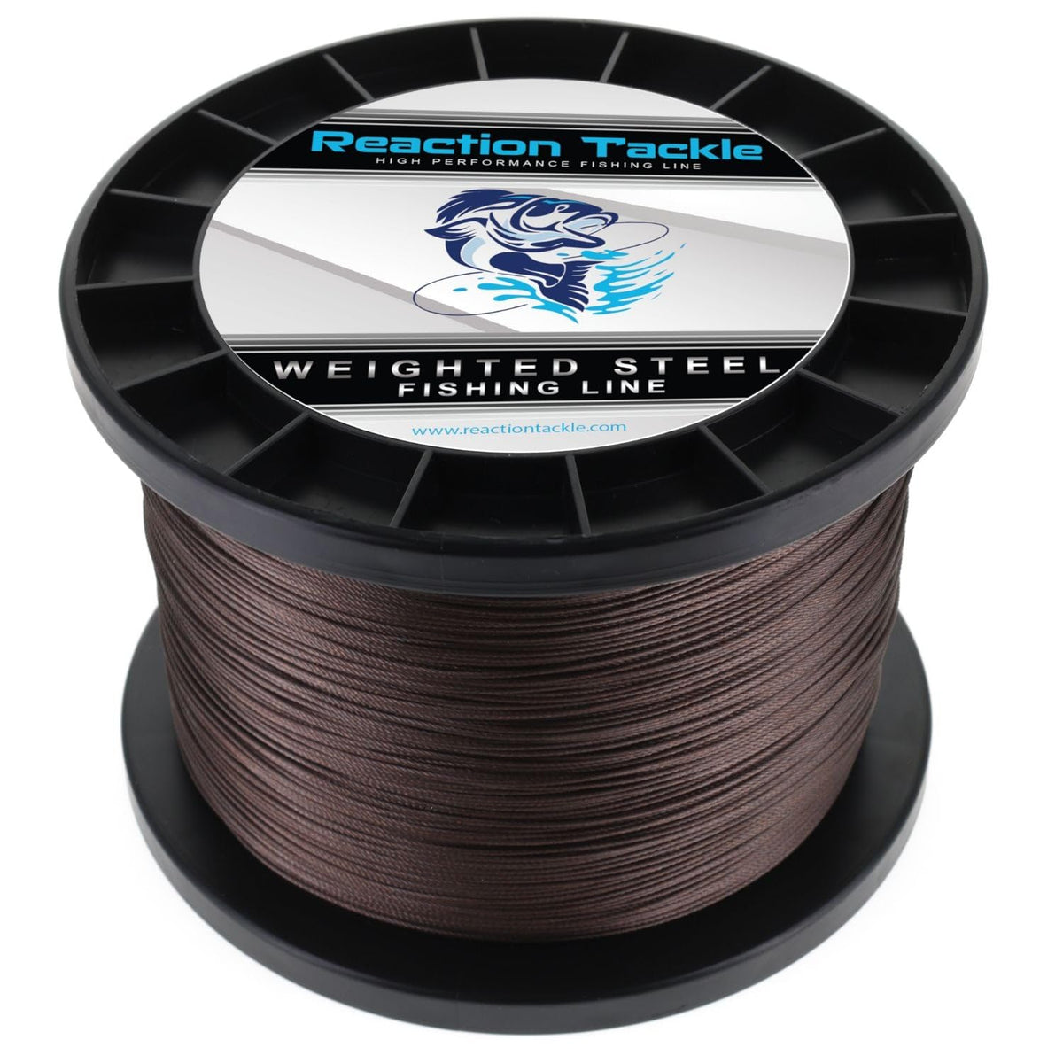 Reaction Tackle stainless steel trolling line close-up shows premium durability for tough fish
