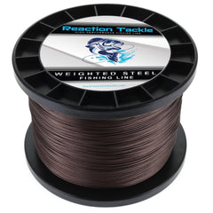 Reaction Tackle stainless steel trolling line close-up shows premium durability for tough fish