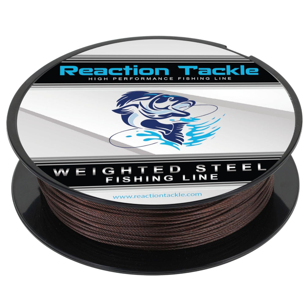 Reaction Tackle stainless steel trolling line spool closeup showing durability and smooth spooling.