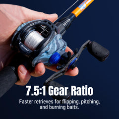 Reaction Tackle StreamX Edition reel retrieve action captured in motion for fast lure recovery