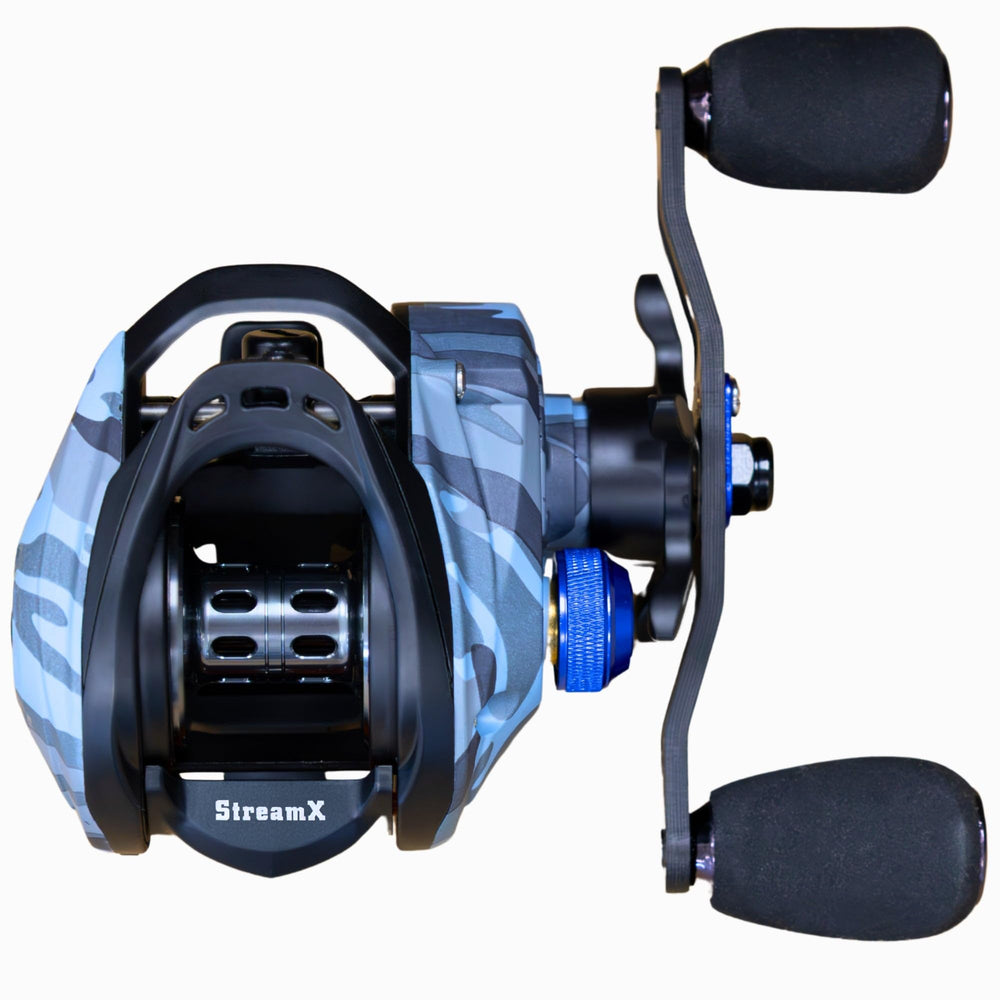 Reaction Tackle StreamX Edition reel side profile showing compact design for all-day fishing