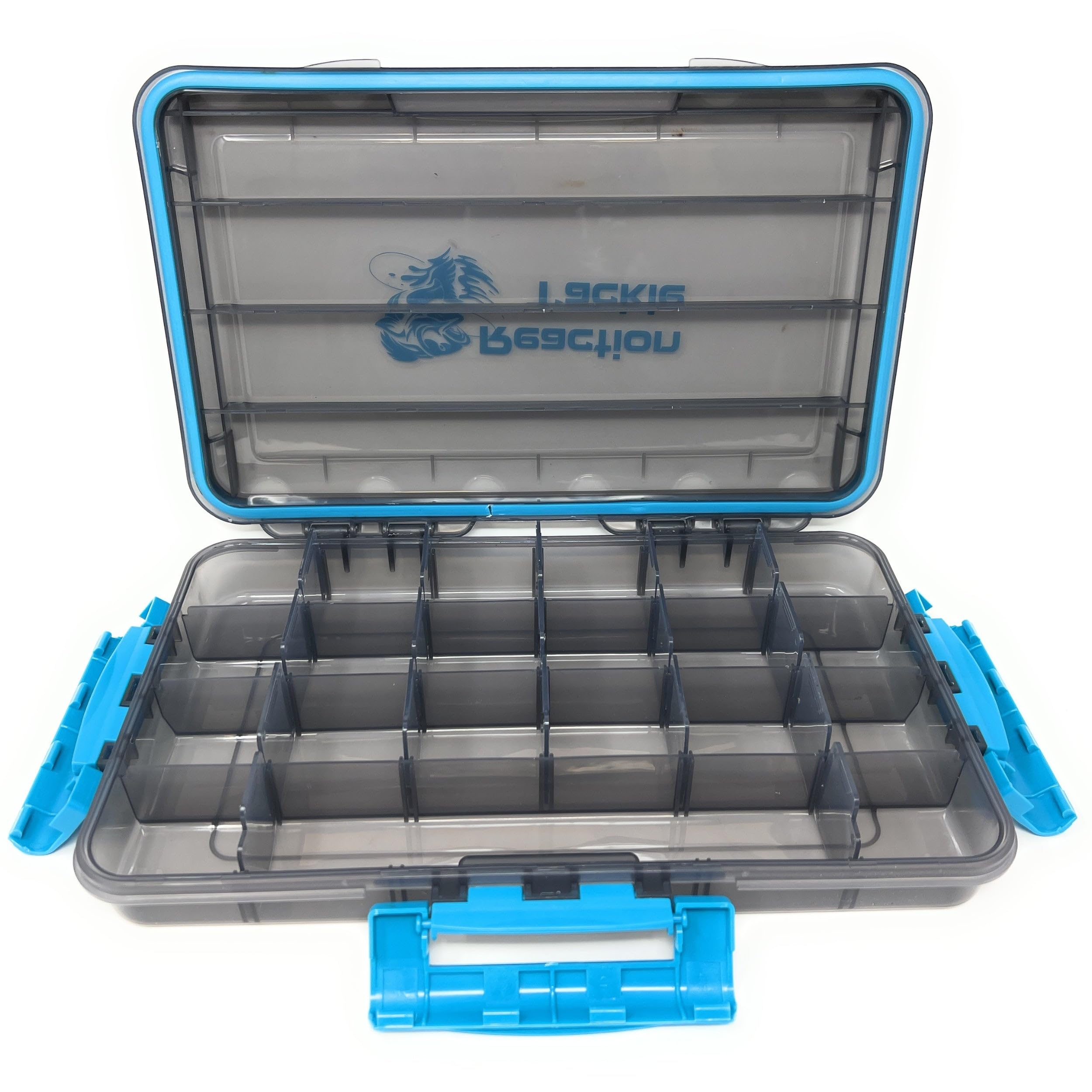 Reaction Tackle 14 by 8.75 by 2-inch tray fits standard tackle storage.