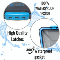 Reaction Tackle tray closeup highlights the water gasket and weatherproof seal.