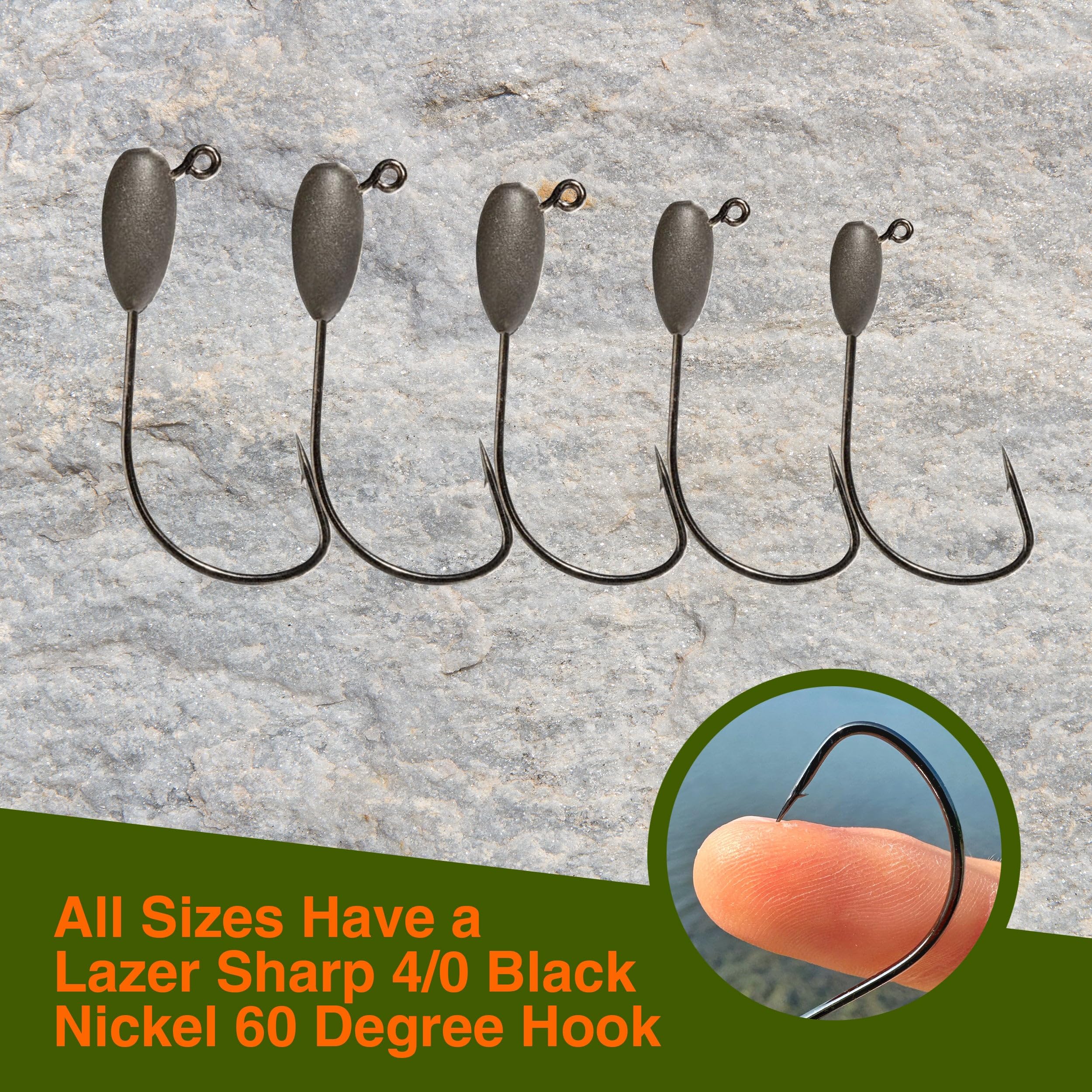 Reaction Tackle tube jig head front-view with compact profile for precise casts