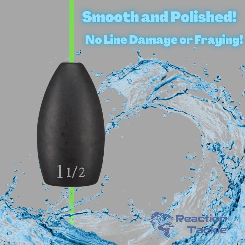 Reaction Tackle 1oz black weight used through weeds in action for better cover access.