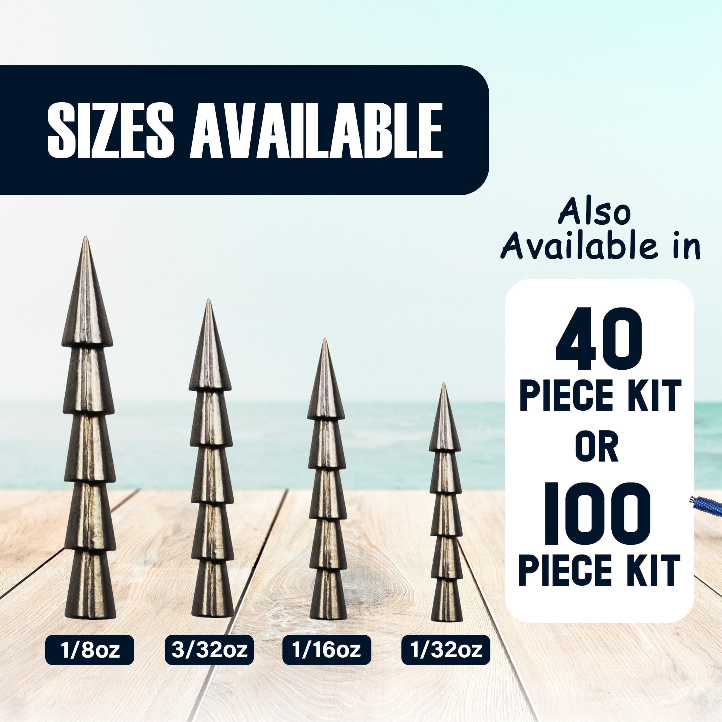 Reaction Tackle tungsten nail weights for worm-rig fishing and control.