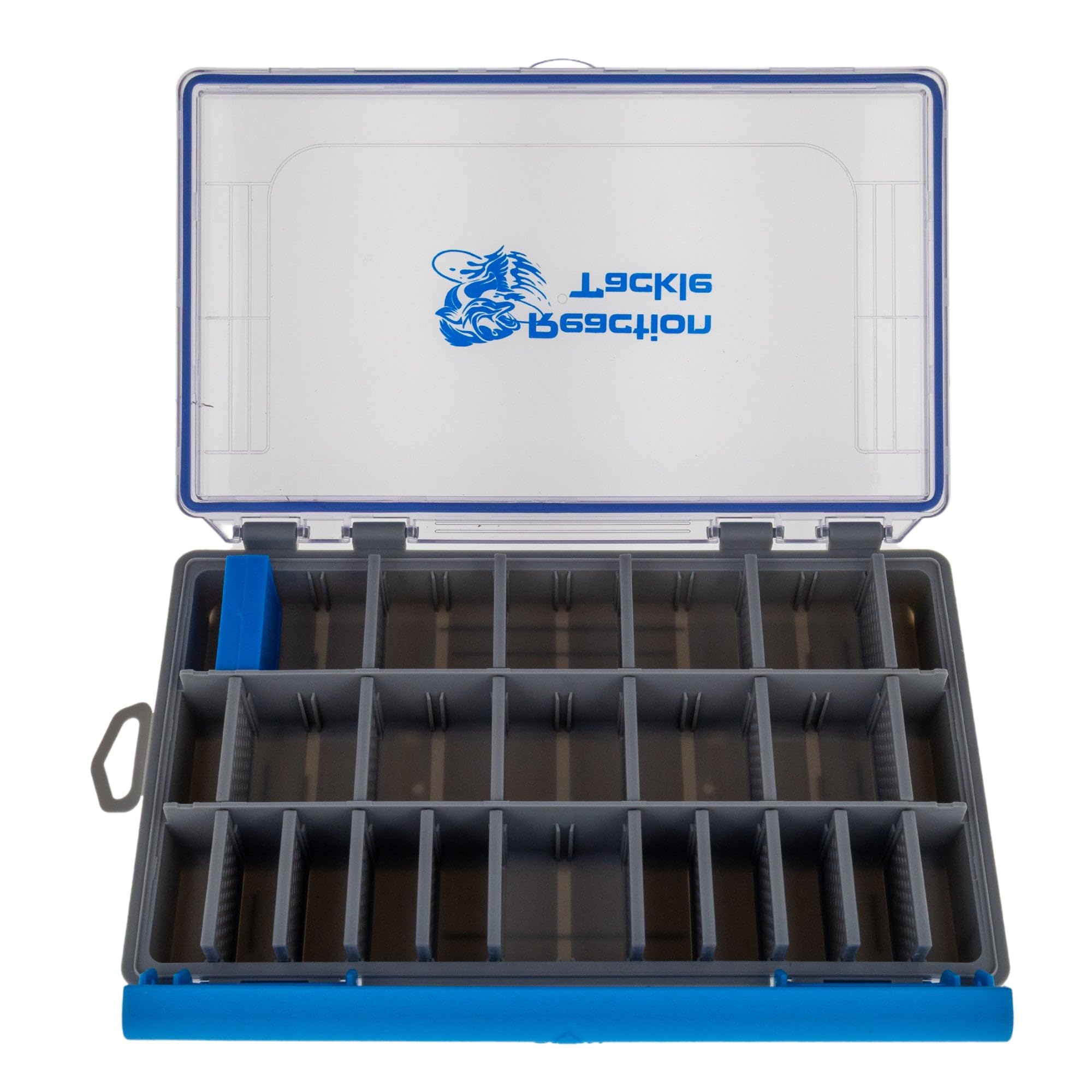 Reaction Tackle UltraSeal tray with removable dividers for customized lure storage.