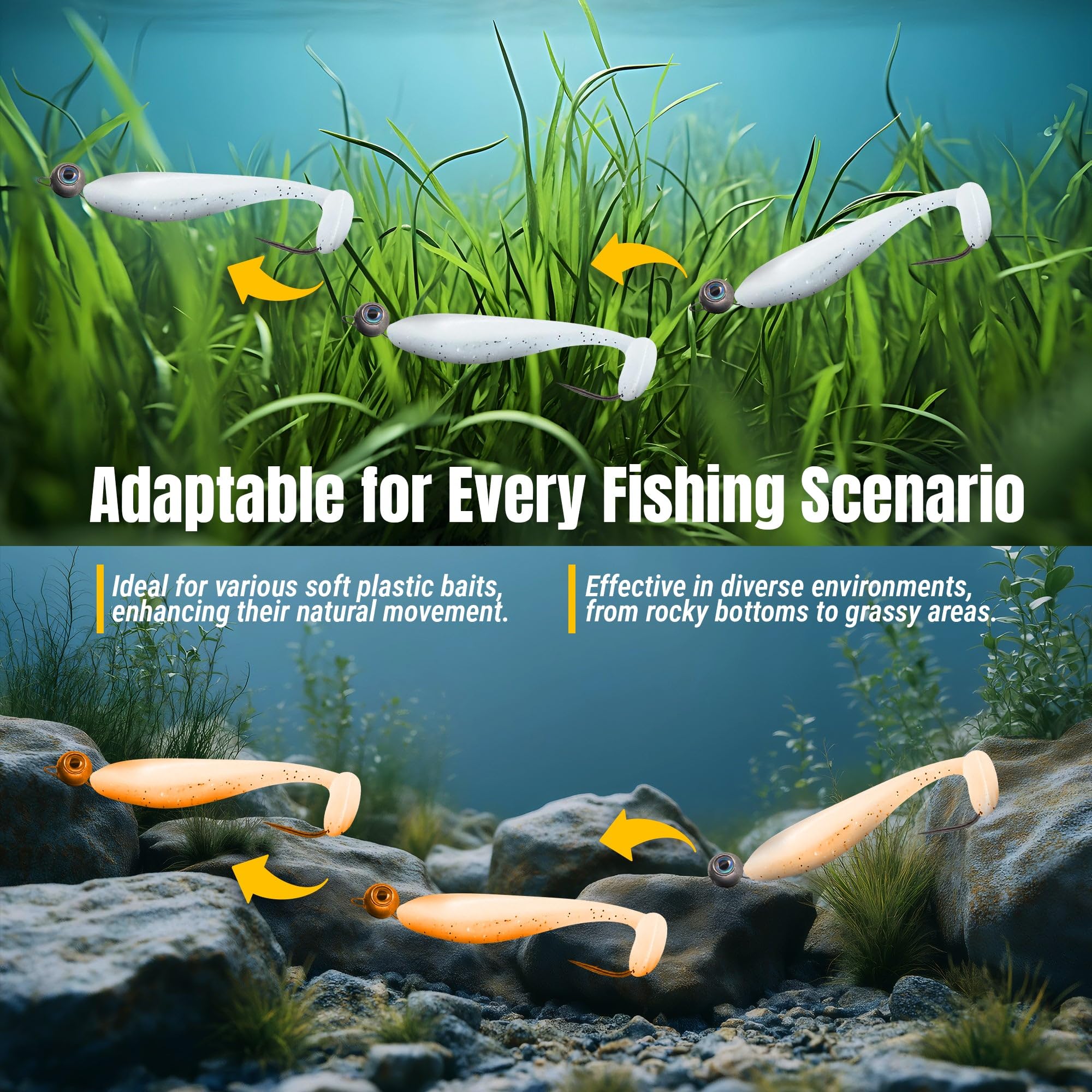 Reaction Tackle Upright Bottom Design supports slow retrieves for precise smallmouth and largemouth presentations.