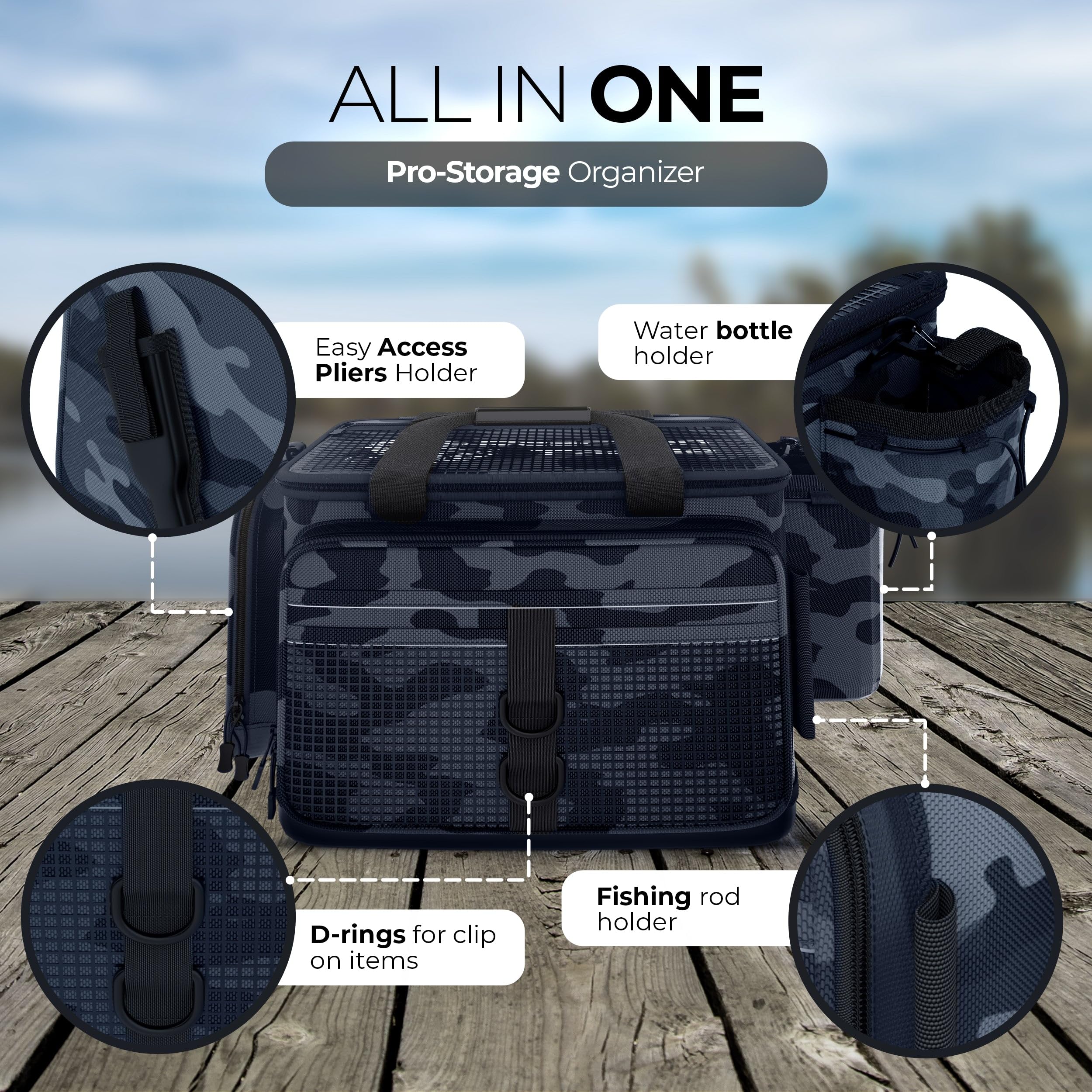 Reaction Tackle top view highlights quick access and easy grab handle.