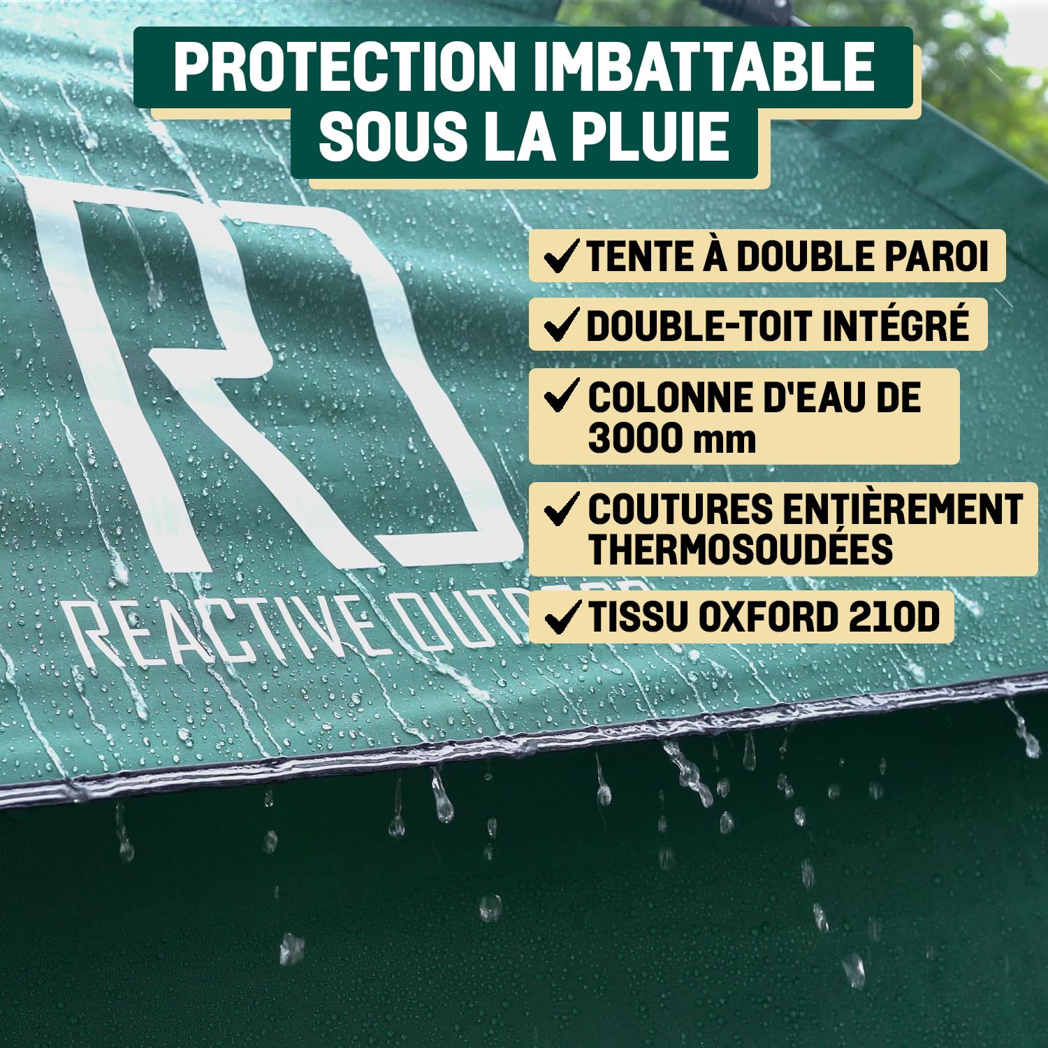 Reactive Outdoor easy-pack tent bag shows wide opening and sturdy buckles for simple packing.