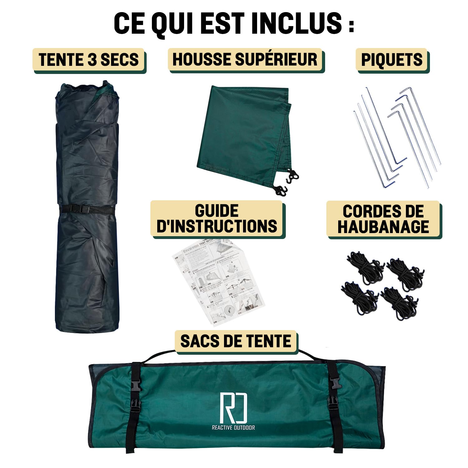 Reactive Outdoor large tent accommodates 2-3 people with space for gear.
