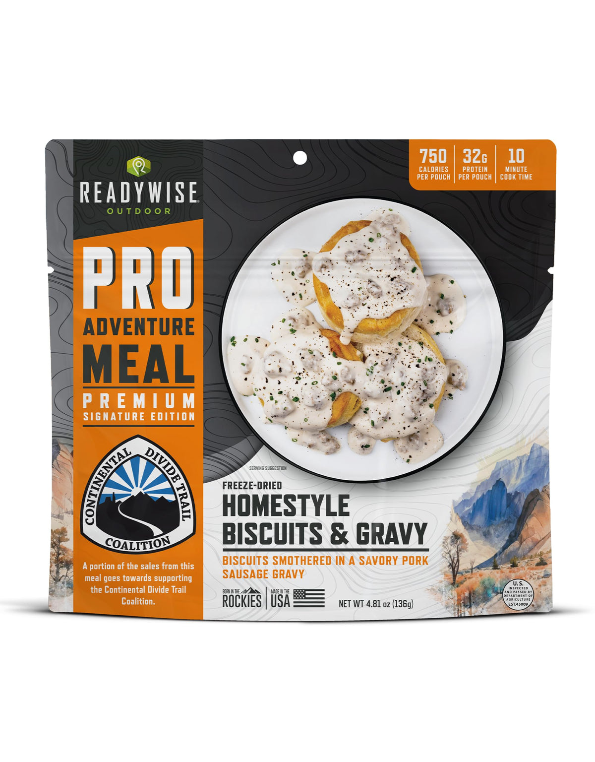 ReadyWise Outdoor Pro Adventure Meal front pack showing two servings for rugged adventures