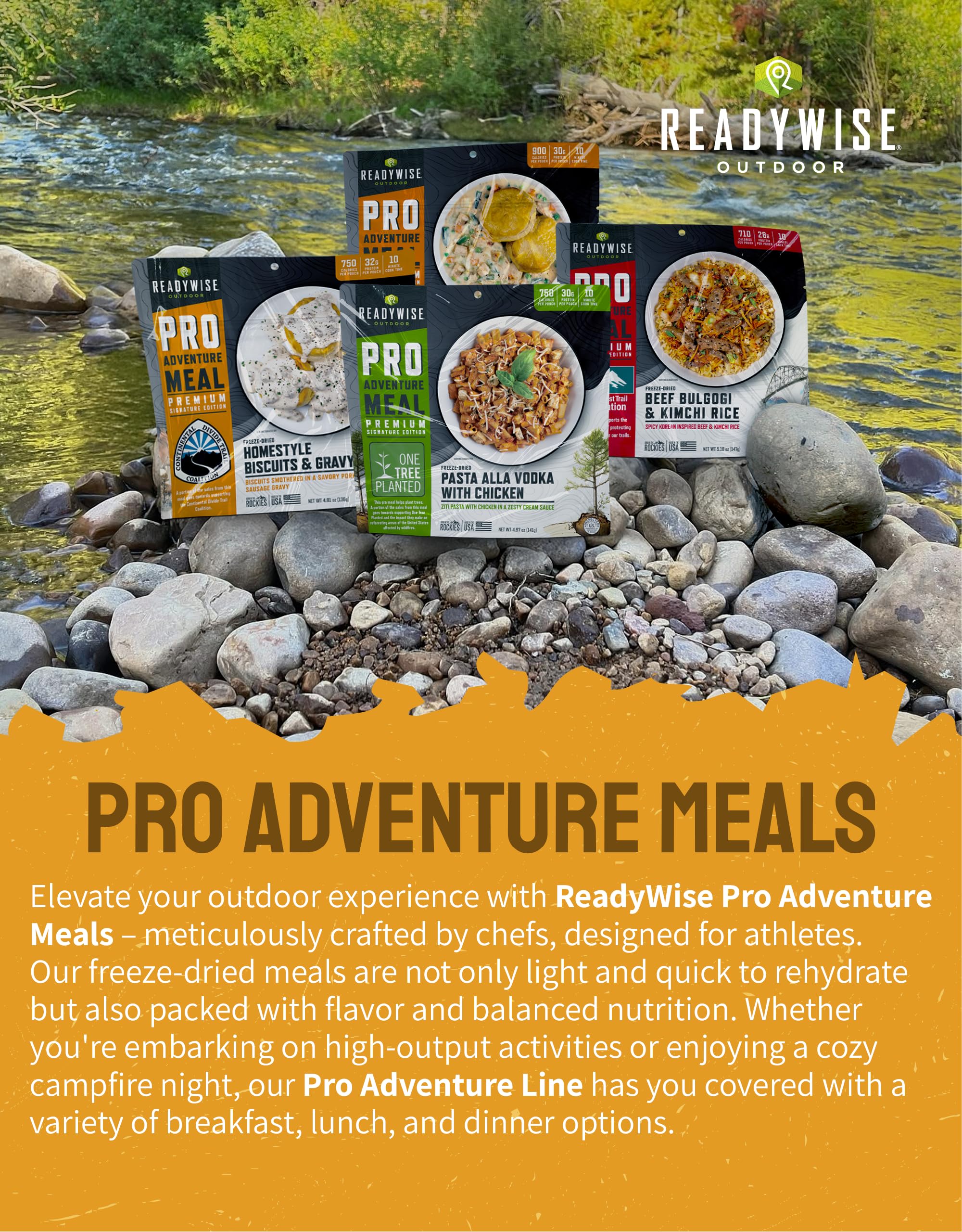 Shelf-life icon on ReadyWise Outdoor Pro Adventure Meal indicating long storage
