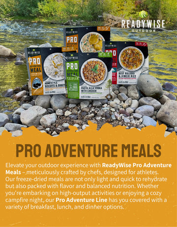 Shelf-life icon on ReadyWise Outdoor Pro Adventure Meal indicating long storage