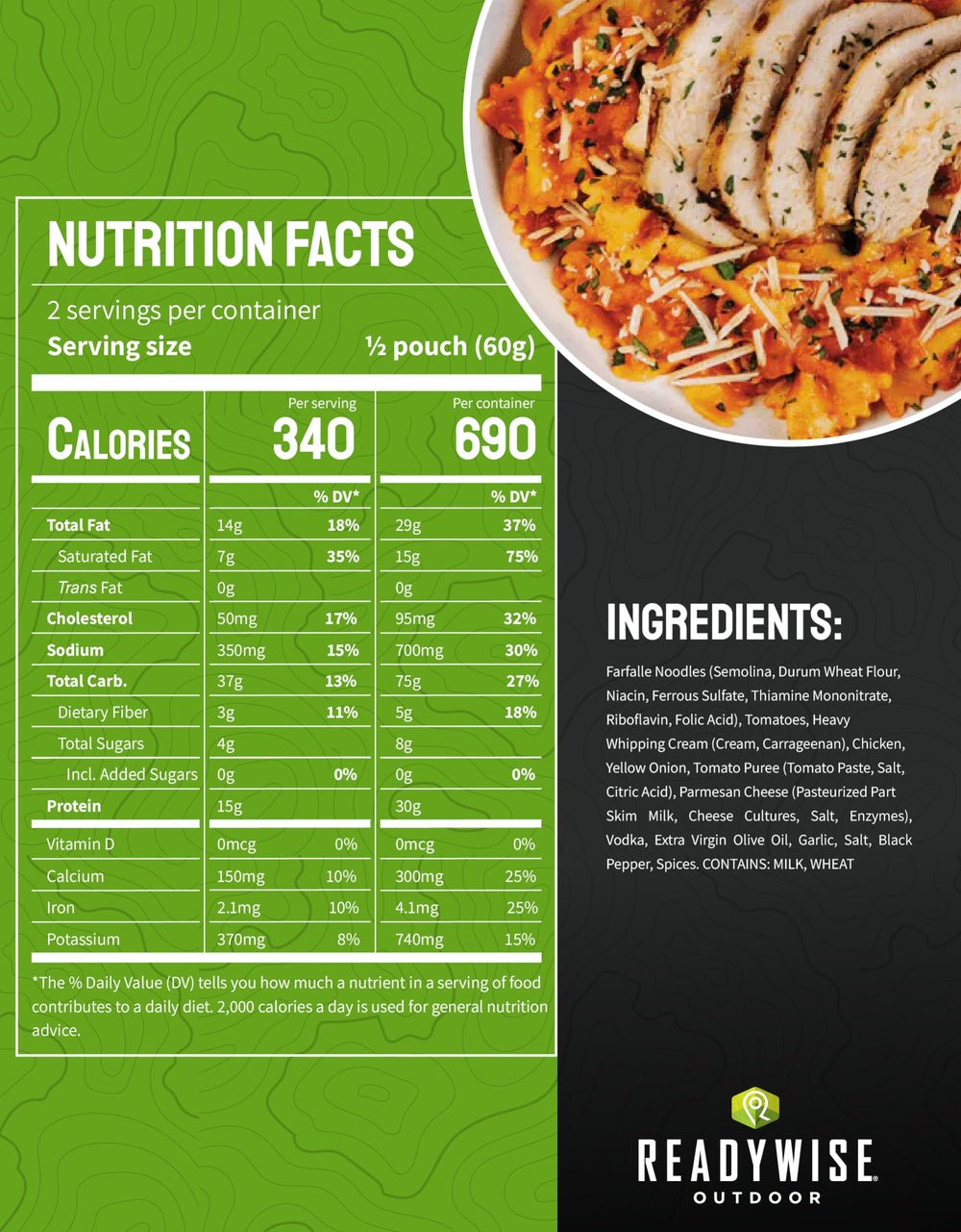 ReadWise Pasta Vodka with Chicken close-up of ingredients—premium ingredients for a satisfying meal.