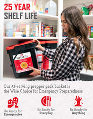 ReadyWise Prepper Pack Bucket meals-entrées highlights nutritious, flavorful options for long-term storage.