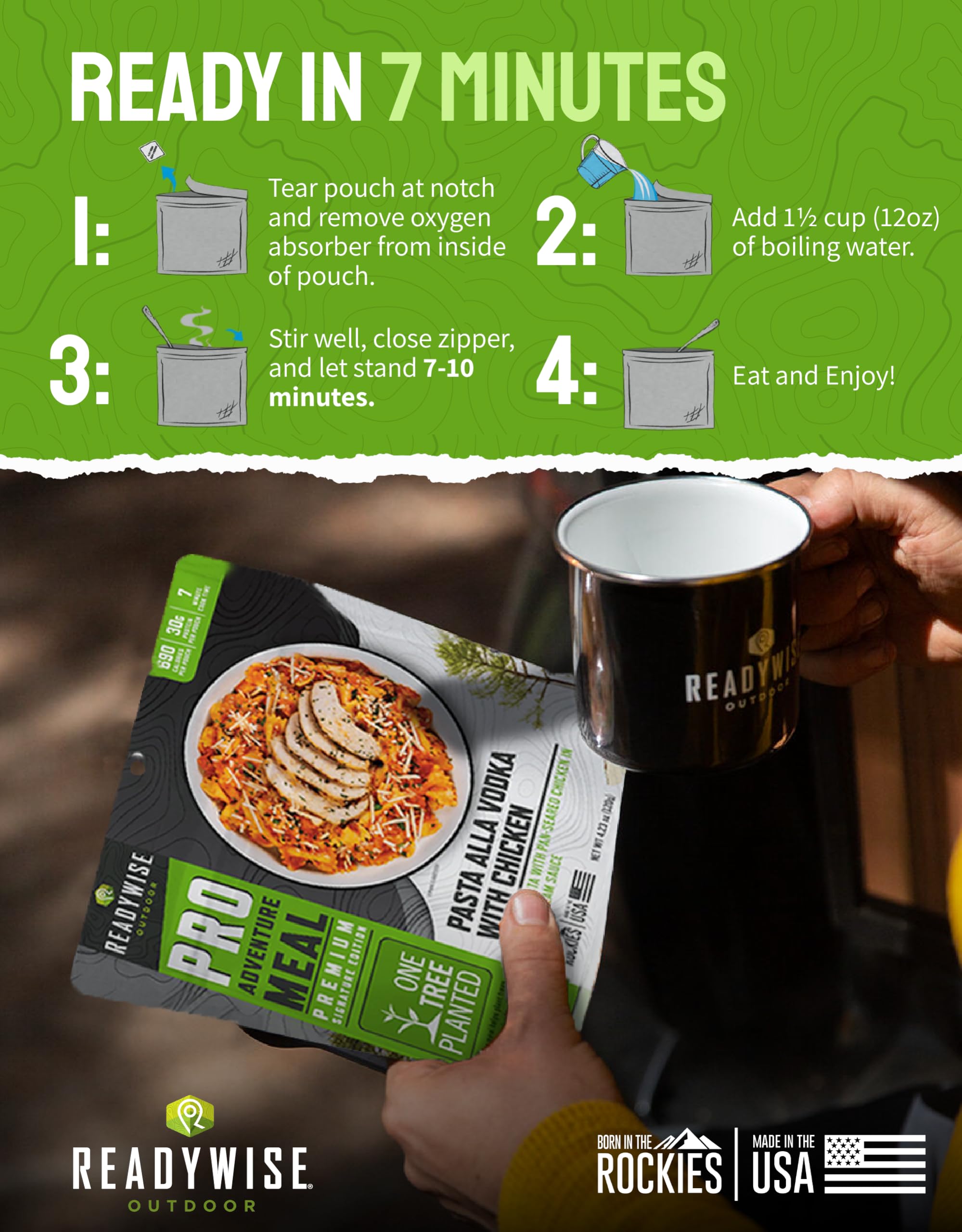 ReadWise two-serving camping meal—great for sharing on hikes.