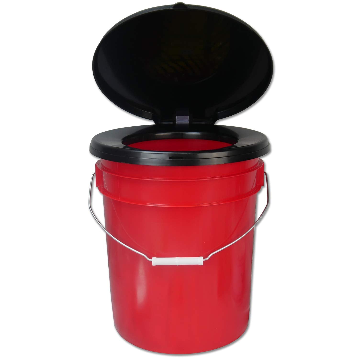Ready America lockdown toilet bucket kit with removable seat for quick setup.