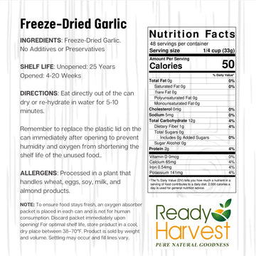 Ready Harvest garlic can packed for camping, a lightweight option for outdoor meals.