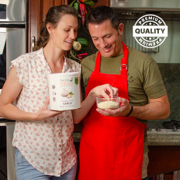 Ready Harvest garlic in a skillet, showcasing versatile flavor enhancement in cooking.