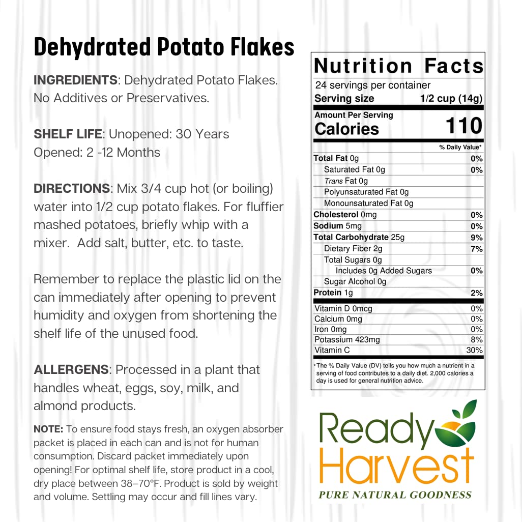 Ready Harvest potato flakes packed in emergency kit for preparedness.