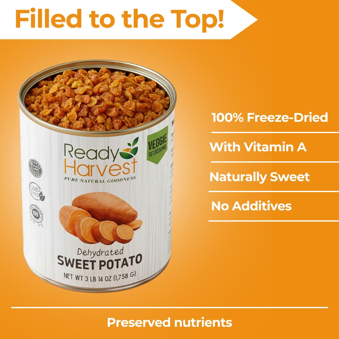 Ready Harvest sweet potatoes canned top shows long shelf life