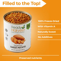 Ready Harvest sweet potatoes canned top shows long shelf life