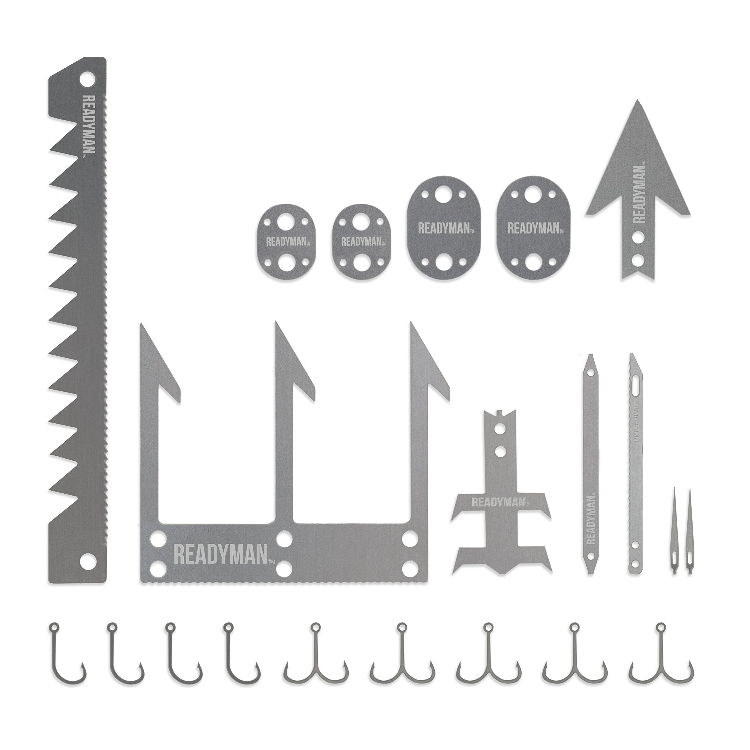 READYMAN survival card crafted in 301 stainless steel for rugged reliability.
