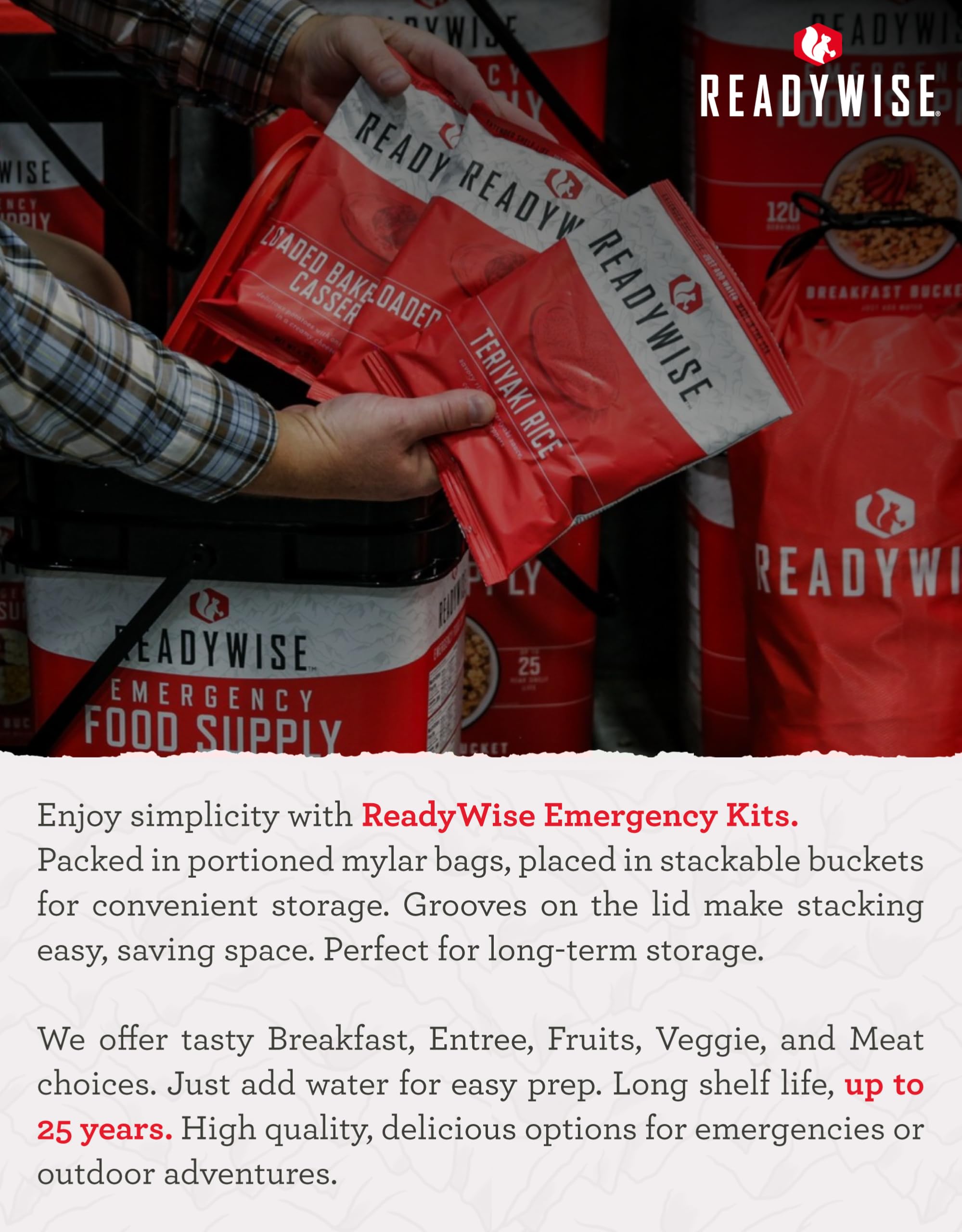 ReadyWise 64-piece survival kit ready for emergencies.
