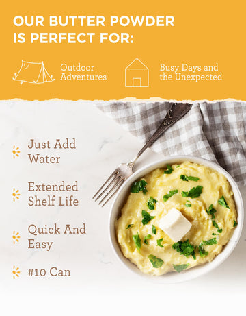 ReadyWise butter powder gluten-free vegan-friendly option for diverse diets.