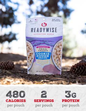 ReadyWise cookie dough trail treats on the trail snack captures its portable energy for hikers